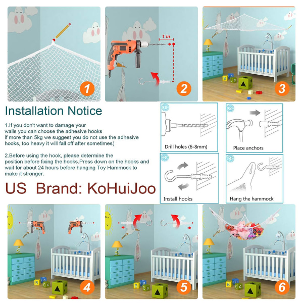 Jumbo Toy Hammock Kosedyr og leketøysoppbevaring Hammock Net Y