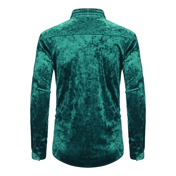 Långärmade för män printed Casual Button Down-skjortor Z X green XL
