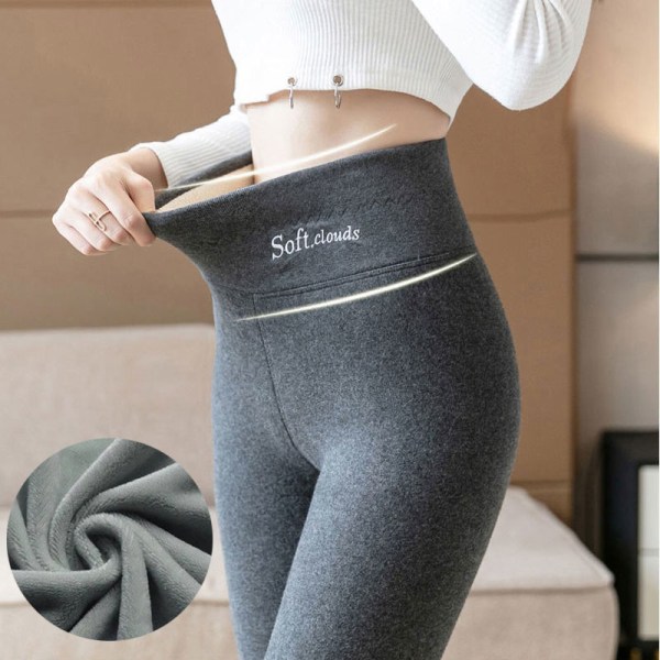 Talvi naisten paksu lampaanvilla leggingsit fleecevuorattu Z X light gray lambeool medium