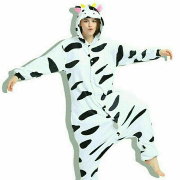 Djurpyjamas Kigurumi Nattkläder Kostymer Vuxen Jumpsuit Outfit V #2 Cow adult S
