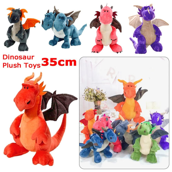 35CM Dinosaur Plyschleksaker Djur Uppstoppade dockor rosa Y pink