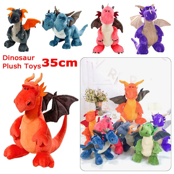 35CM Dinosaur Plysj Leker Dyr Utstoppede Dukker Grå Y gray