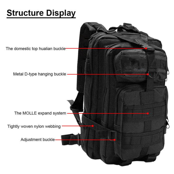 Military Tactical Army Rygsæk Udendørstaske 30L -1 camouflage