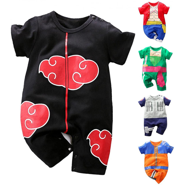 AVEKI Newborn Baby Pojkar Flickor Anime Romper Bomull Långärmad Cosplay Cosplay Kostym Jumpsuit Outfit, 6-9 månader, 73 cm, svart /