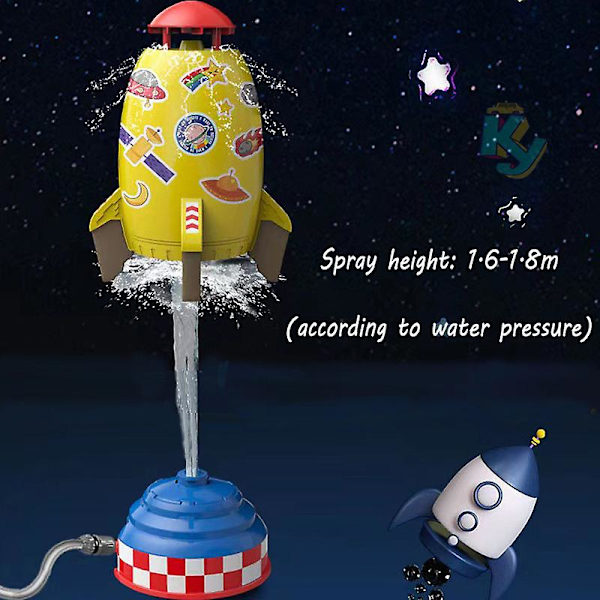 Space Rocket Jet Sprinkler Roterende Splash Leker Vannleke V Yellow