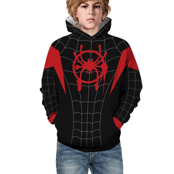Barn Gutter Jenter Spiderman 3D-trykt Langermet Hettegenser Genser - Red