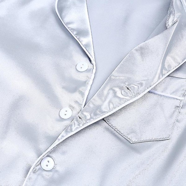 Satin Pyjamas Set för barn: Sovkläder med knappar och shorts Z X Grey Suit for height 90 to 100cm