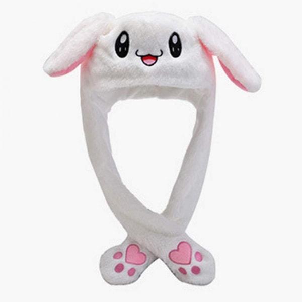 Moving Ear Rabbit Hat, Plys Bunny Ears Pandebånd Halloween Animal Easter Cosplay Rabbit ---Hvid -