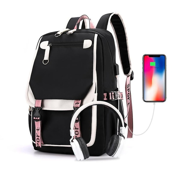 Tik Tok Creative Leisure Shoulders Bag Ryggsäck Skolväska Turistryggsäck 30in -1 Pink-Black