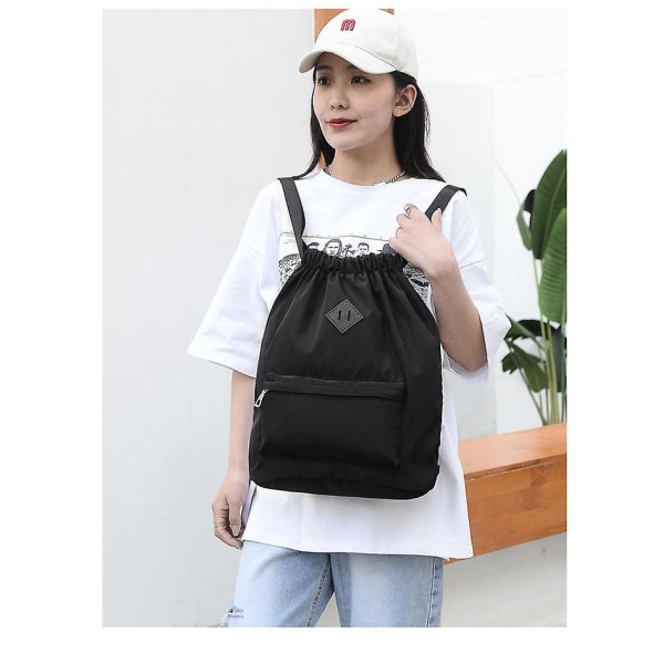 Ryggsäck med dragsko Sports Gym Ryggsäck Vattentät String Bag Beach Bag CNMR Black