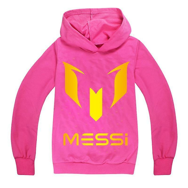 Barn Messi Print Casual Hoodie Pojkar Hooded Top Jumper Sweatshirt Present 2-14y Z X Rose 140CM 8-9Y