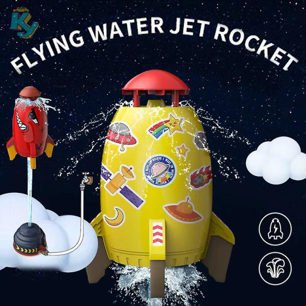 Space Rocket Jet Sprinkler Roterende Splash Leker Vannleke V Yellow