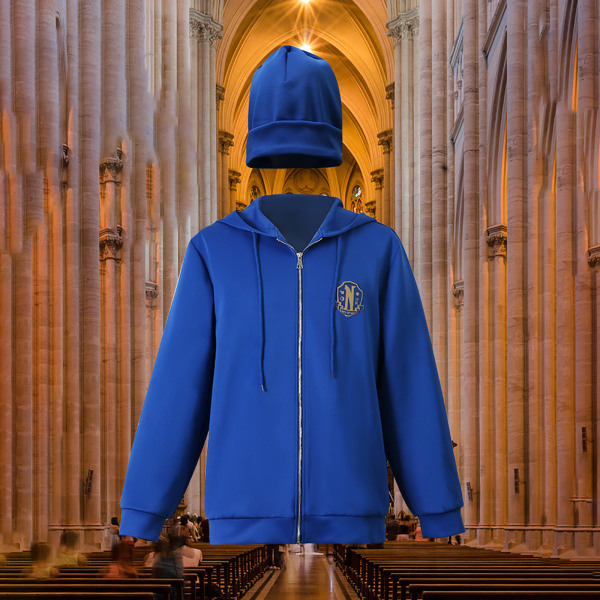 Onsdag Adams Xavier Thorpe kappa och hatt cosplay samma stil a Z X Blue S