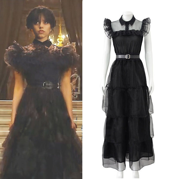 Onsdag Addams Costume Dress Halloween Cosplay Party Costume zy M