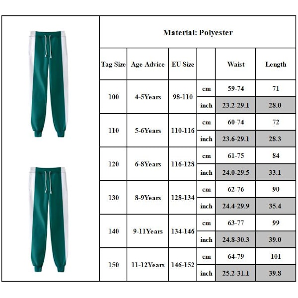 Squid Game Sæson 2 Spillere 001/456/230/222/120/388/ Kostumejakker eller Bukser til Drenge Piger 4-12 År Bukser Pants 150cm