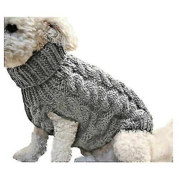 Pet Dog Varm sweater Sweater Tøj Hvalpe Kat Solid strikket strikket beklædning-26 CNMR Grey XL