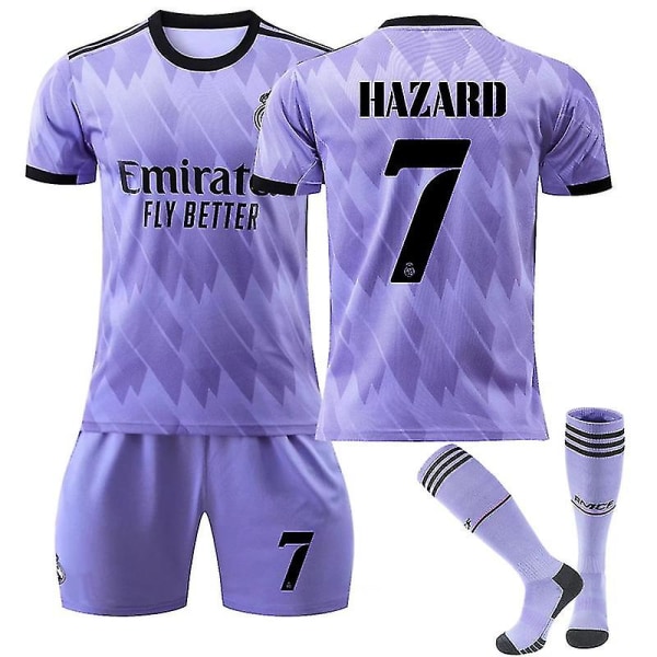 Hazard #7 tröja Galacticos Real Madrid 22/23 herrfotboll för barn / Kids 16(90-100CM)