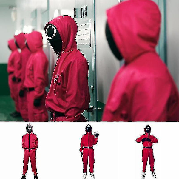 Barn Vuxen Squid Game Jumpsuit Kostym Set-g V With Triangle mask 2XL