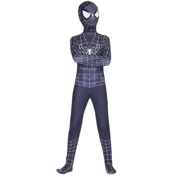 Kids Spiderman Fancy Dress Fest Jumpsuit Cosplay Kostume K Black white 150cm