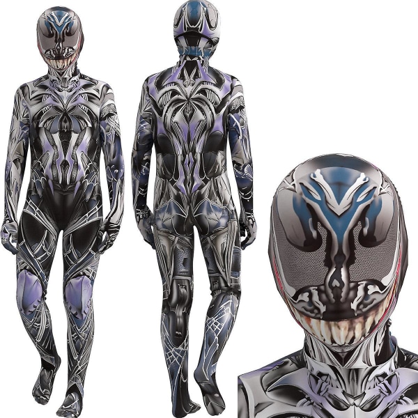 Venom Suit Cosplay Kostume Fest Jumpsuit Fitted Børnetøj 180cm