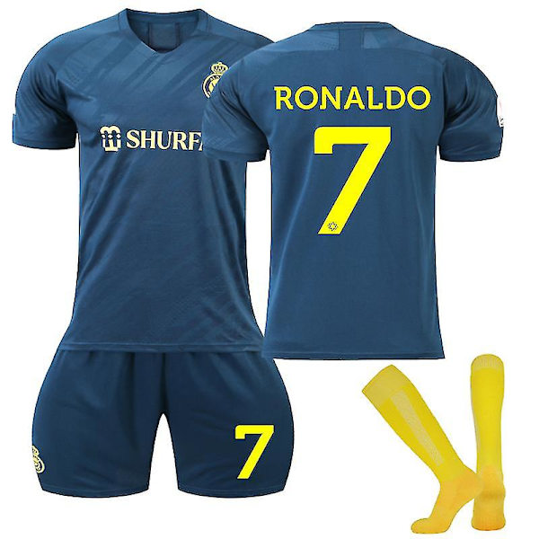 Cr7 Ronaldo 7 Fotball T-skjorter Al-nassr Borteskjortesett for barn V Kids 16