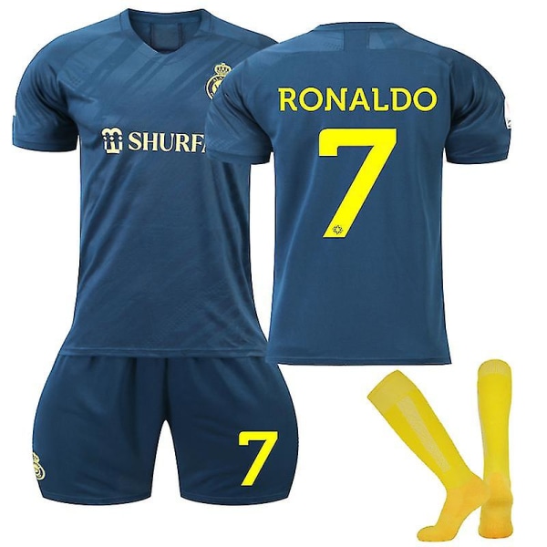 Cr7 Ronaldo 7 Fotboll T-shirts Al-nassr bortatröja Set för barn V Kids 16