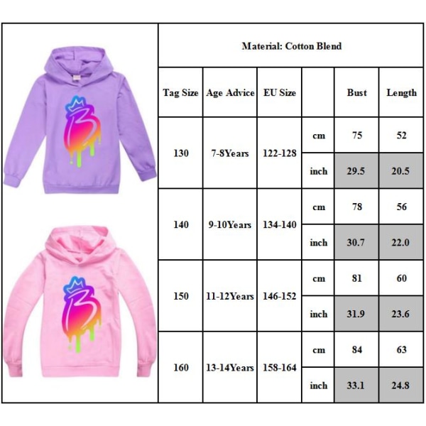 Royally B Kids Brianna's Merch Hoodies Hood Sweatshirt Jumper H purple 140cm