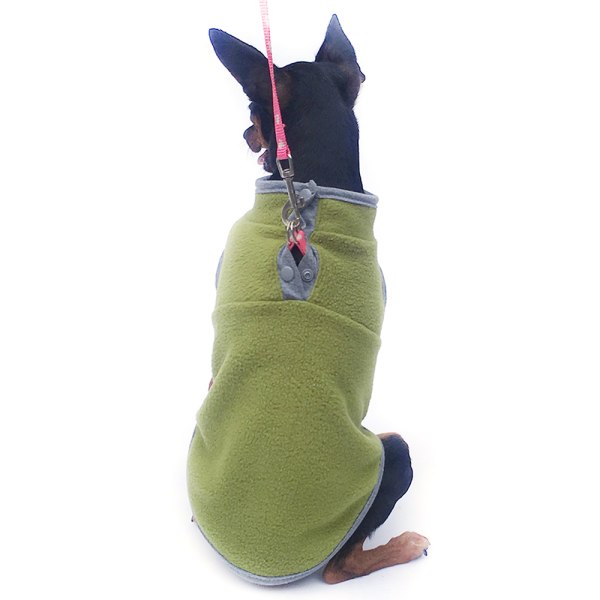 Pet Fleece Coat T-shirt Cat Dog Warm Jacka Väst Kläder CNMR Green XS