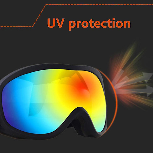 Skidglasögon dubbellins, vintersnösportsnowboardglasögon, bredfältsfär, 100% uv K