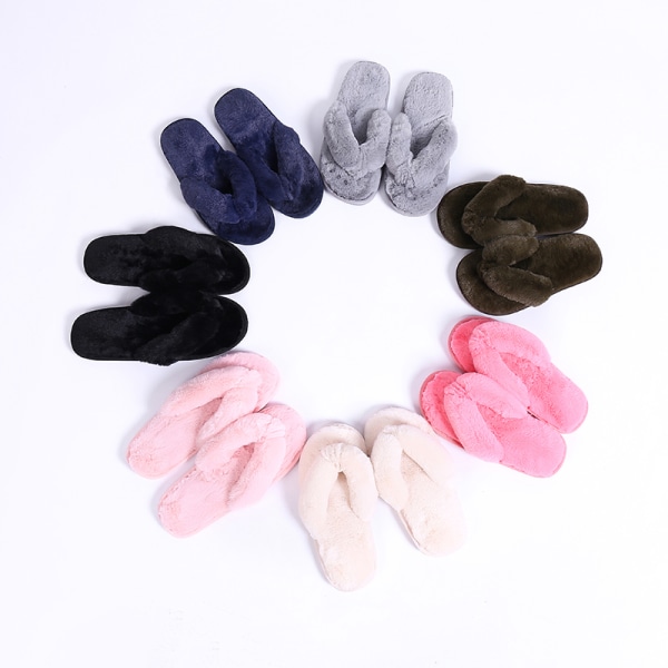 Dame pels-flip-flops Hjemmesko Slides Flade sko åben tå - Pink,40-41
