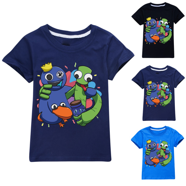 Børne tegneserie Rainbow Friends T-shirt-overdele med tryk Casual Bluse V dark blue