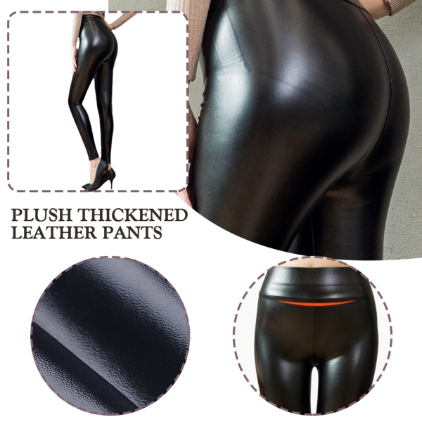 Kvinders PU-læderleggings Sexede sorte bukser Elastiske Skinny Tights CNMR L