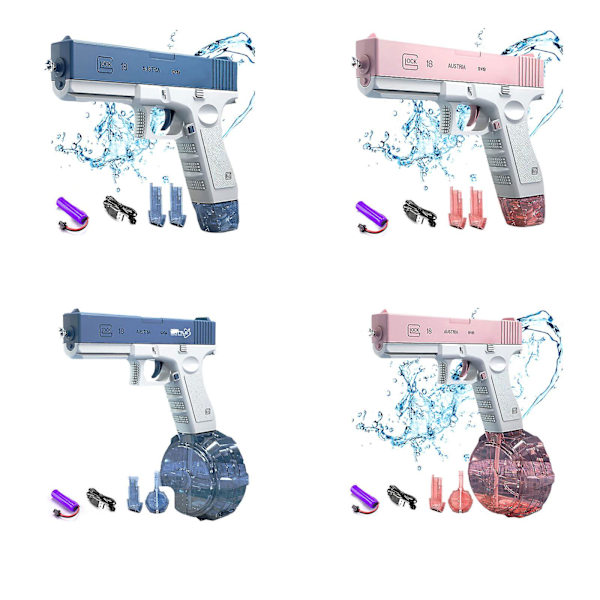 Elektrisk vattenpistol för vuxna och barn Automatisk vattenpistol, vattenpistol med stor kapacitet för sommar, pool, strand Pink D