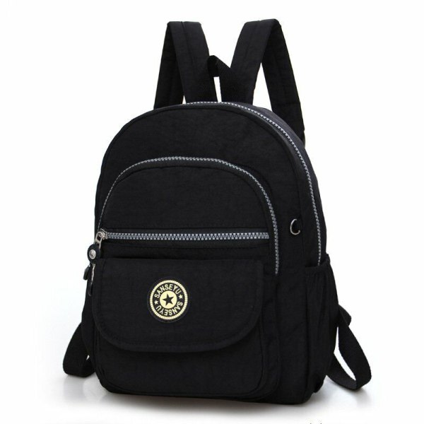 Kvinder Nylon Mini Rygsæk Pung Lille Rygsæk Skulder Rygsæk Rejsetasker -1 Black