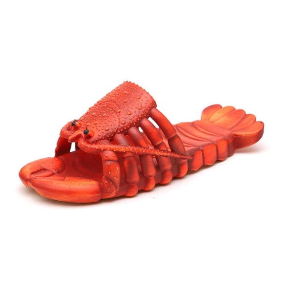 Cute Lobster Funny Slippers Beach Non Slip sommersandaler. Red 42-43