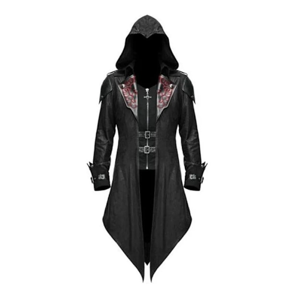 Mub- Zip Up Kostume Hoodie Mænd Steampunk Jakke Middelalderlig Lang Gotisk Victorian Frock Frakke til Halloween 1 1 S
