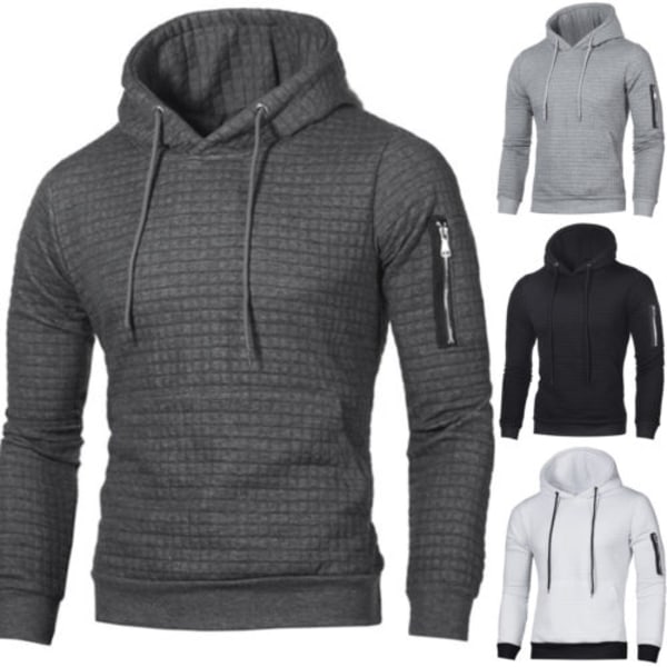 Rutig huvtröja för män Utomhus Fritid Sport Lös kappa Z Light gray M