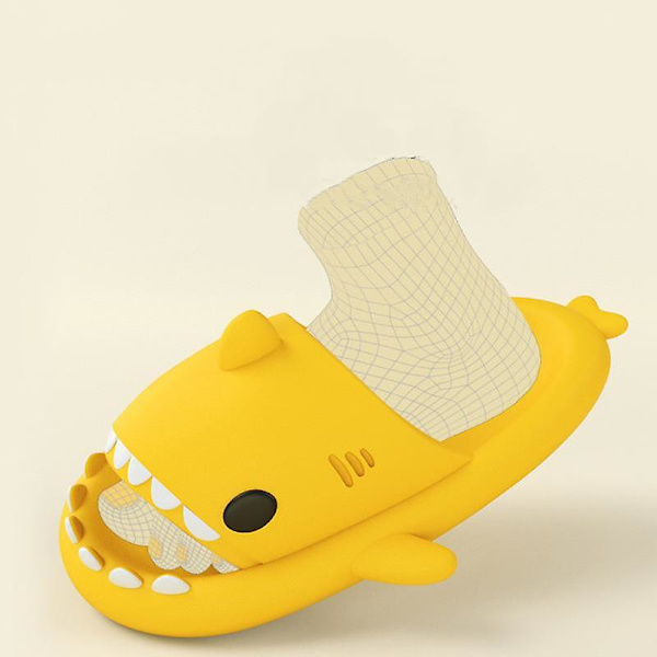 Summer Shark tøfler, lette anti-skli Quick Dry Shower Hi Sandals Beach Cute Shark tøfler for kvinner og menn-Sort V 40-41