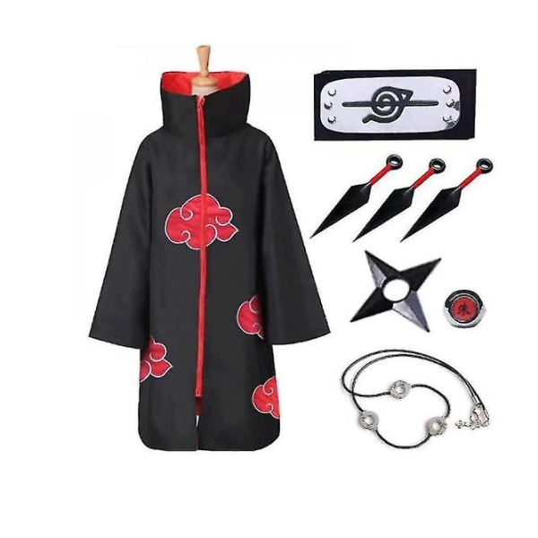 Akatsuki cape anime robe halloween cosplay lang kappe sæt på 8 zy L