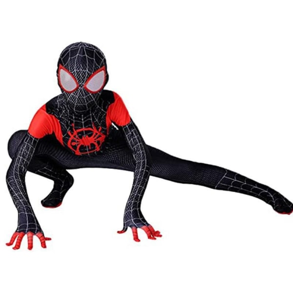 Kids Miles Morales kostym Spiderman Cosplay Jumpsuit K black 150CM