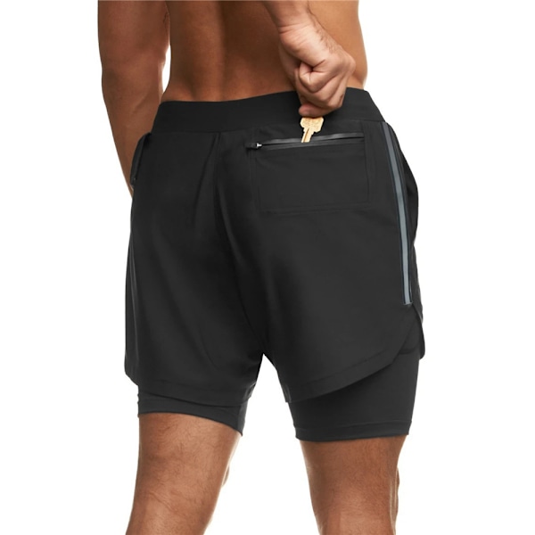 Løse sportsshorts til mænd Sommershorts Strandbukser Snøre. black M