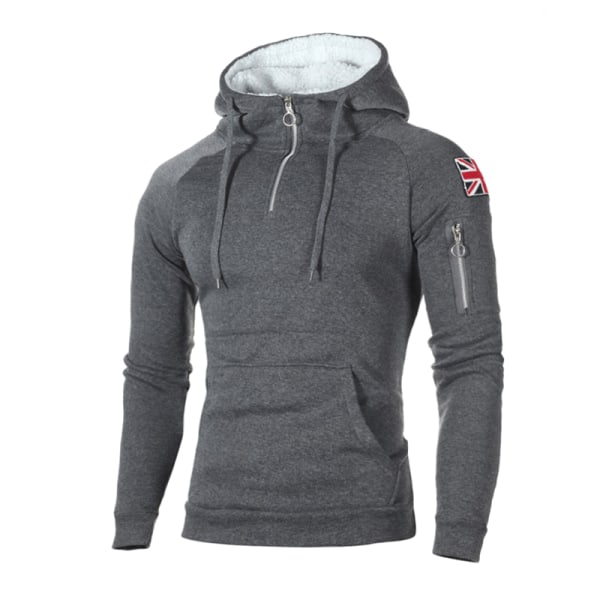 Høyhalset hettegenser for menn Sport Y-hettegenser Dark Grey L