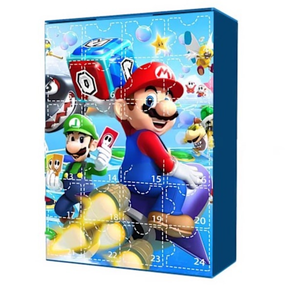 Julkalender 2024 med 24 stycken Mario Jul 24 dagar nedräkningskalender Blind Box Semestergåvor Barn Vuxna 2