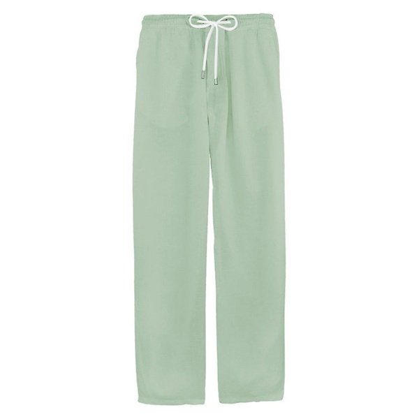 Casual linnebyxor för män sommar lösa byxor av hög kvalitet H Green XL