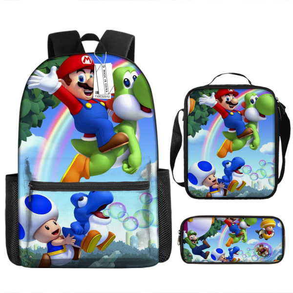 Super Mario Mario navetta skolväska Tredelad ryggsäck-1