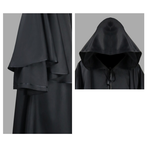 Ancient hættetunika til mænd til Halloween Cosplay kostume zy - black M