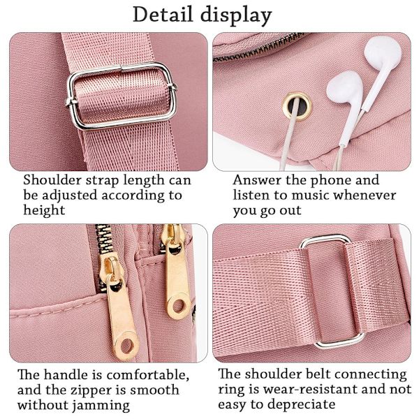 Liten Sling ryggsekk for kvinner Brystveske Rosa Rosa. pink