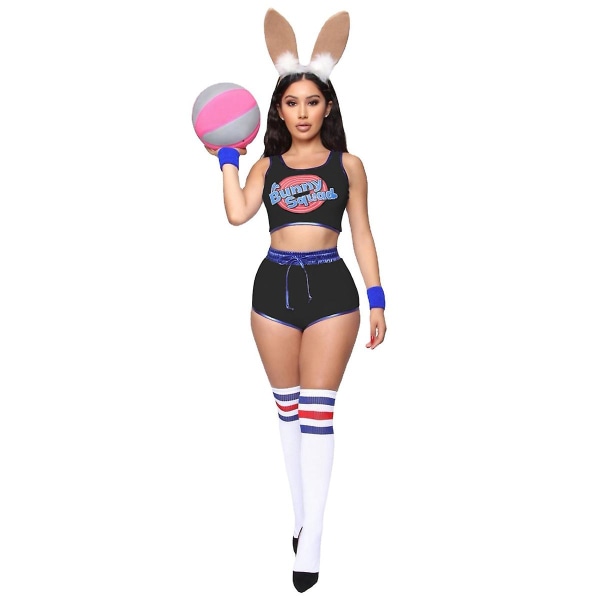 Squad Lola Bunny Rabbit Kostymer Cosplay Kostymer Toppbyxor För Dam Black 2XL