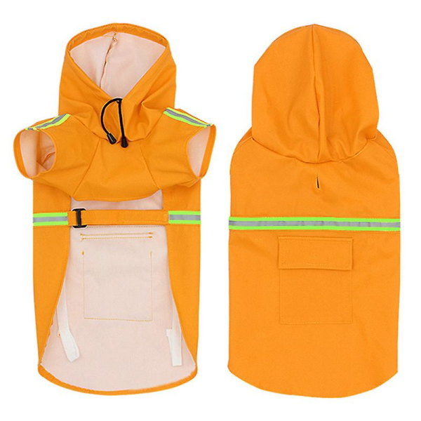 Stor hunde-regnfrakk Justerbar kjæledyr Vanntette klær Lett regnfrakk Poncho-hettegensere med stropp Reflekterende CNMR orange 4XL