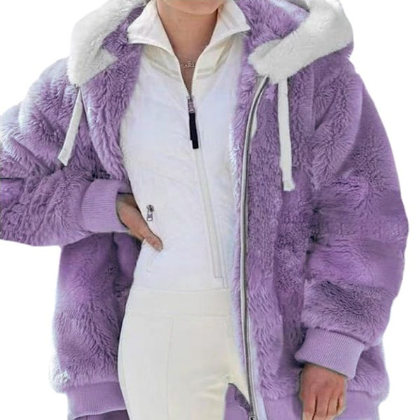 Naisten FurHoodeoosCoaParkJacketHoodie Z X purple L